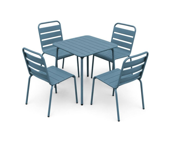 BRIO Slat Set Τραπεζαρία Κήπου -Βεράντας (4+1), Μέταλλο Βαφή Sandy Blue 5415C