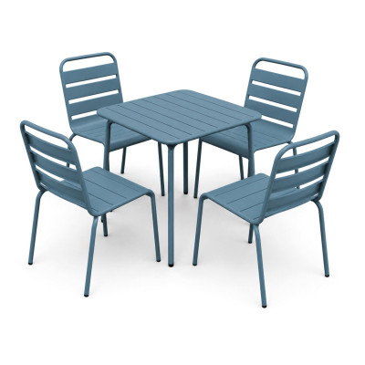 BRIO Slat Set Τραπεζαρία Κήπου -Βεράντας (4+1), Μέταλλο Βαφή Sandy Blue 5415C