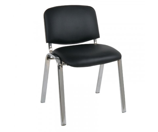 SIGMA Καρέκλα-Pro Γραφείου Επισκέπτη, Μέταλλο Χρώμιο PVC Μαύρο (ΣΕΤ 6 τεμ)