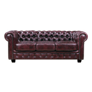 CHESTERFIELD Birmingham Καναπές 3Θέσιος Σαλονιού Καθιστικού, Δέρμα Antique Red