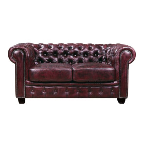 CHESTERFIELD Birmingham Καναπές 2Θέσιος Σαλονιού Καθιστικού, Δέρμα Antique Red
