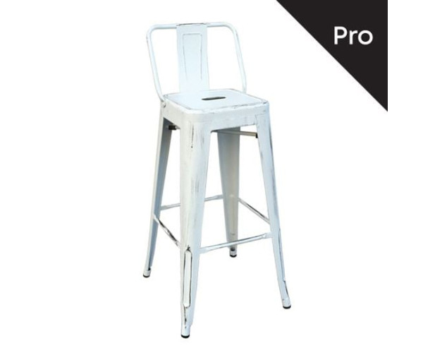 RELIX Σκαμπό Bar-Pro με Πλάτη, Μέταλλο Βαφή Antique White RELIX Σκαμπό Bar-Pro με Πλάτη, Μέταλλο Βαφή Antique White