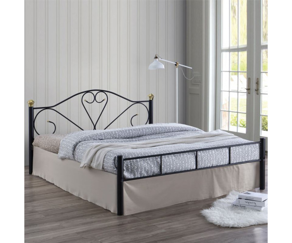 LAZAR Κρεβάτι Διπλό, για Στρώμα 160x200cm, Μέταλλο Βαφή Μαύρο