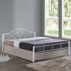 LAZAR Κρεβάτι Διπλό, για Στρώμα 160x200cm, Μέταλλο Βαφή Άσπρο