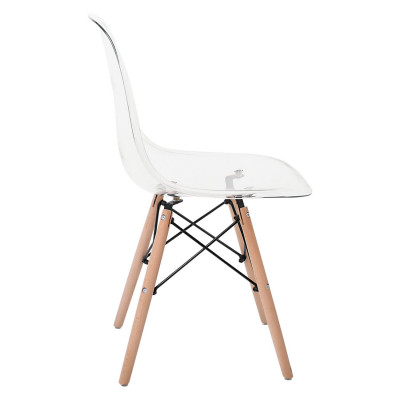 ART Wood Καρέκλα Τραπεζαρίας - Κουζίνας, Πόδια Οξιά, Κάθισμα PET Clear - 1 Step K/D (ΣΕΤ 4 τεμ)