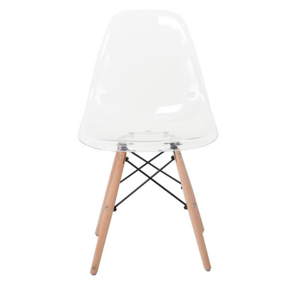 ART Wood Καρέκλα Τραπεζαρίας - Κουζίνας, Πόδια Οξιά, Κάθισμα PET Clear - 1 Step K/D (ΣΕΤ 4 τεμ)