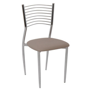 VIVIAN Καρέκλα Μέταλλο Χρώμιο, PVC Cappuccino (ΣΕΤ 6 τεμ)