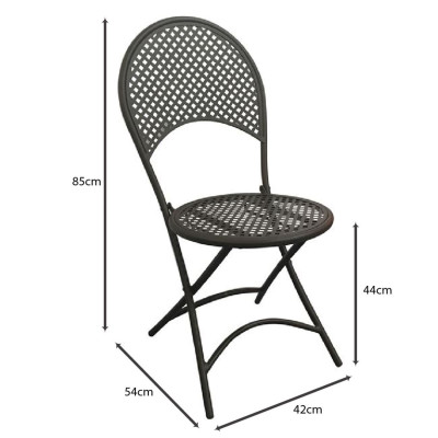 RONDO Καρέκλα Πτυσσόμενη, Μέταλλο Mesh Βαφή Μαύρο (ΣΕΤ 2 τεμ)
