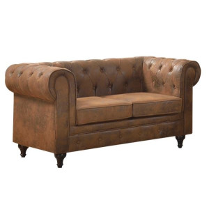 CHESTERFIELD York Kαναπές 2Θέσιος Σαλονιού - Καθιστικού, Ύφασμα Απόχρωση Καφέ Camel