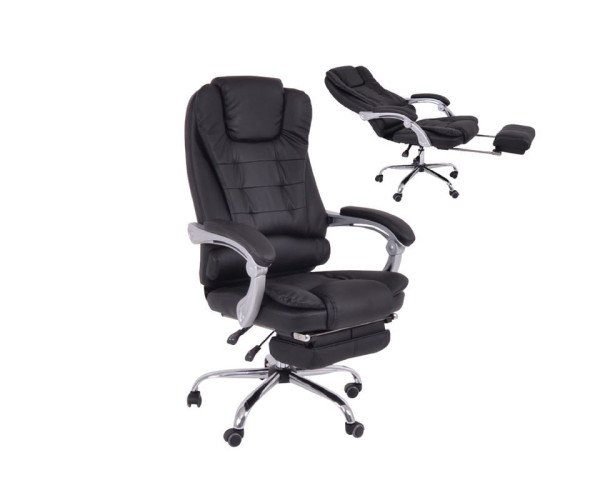 BF9700 Relax Πολυθρόνα Γραφείου Διευθυντή, με Υποπόδιο, Βάση Χρώμιο,PU Μαύρο