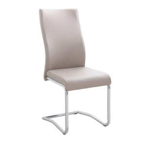 BENSON Καρέκλα Μέταλλο Χρώμιο, PVC Cappuccino (ΣΕΤ 4 τεμ)