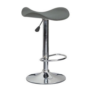 SADDLE Σκαμπό BAR, Βάση Χρώμιο, Pvc Γκρι, Ρύθμιση Ύψους, Περιστρεφόμενο (ΣΕΤ 2 τεμ)