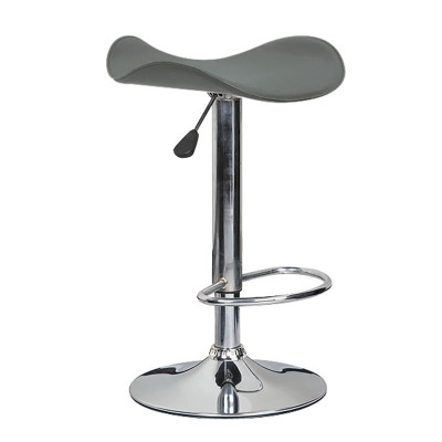 SADDLE Σκαμπό BAR, Βάση Χρώμιο, Pvc Γκρι, Ρύθμιση Ύψους, Περιστρεφόμενο (ΣΕΤ 2 τεμ)