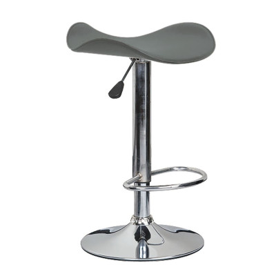 SADDLE Σκαμπό BAR, Βάση Χρώμιο, Pvc Γκρι, Ρύθμιση Ύψους, Περιστρεφόμενο (ΣΕΤ 2 τεμ)
