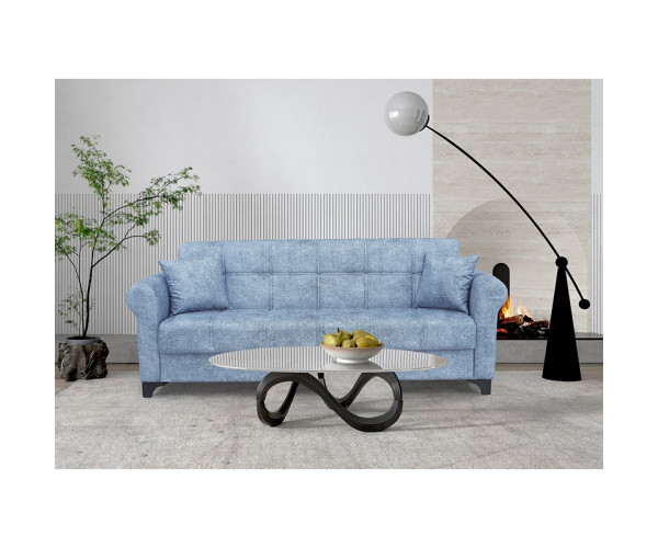 AZUR BLUE GREY ΥΦΑΣΜΑ 3ΘΕΣΙΟΣ ΚΑΝΑΠΕΣ/ΚΡΕΒΑΤΙ ΜΕ ΑΠΟΘ.ΧΩΡΟ 210X80εκ. 40.0117