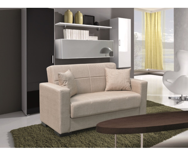 ROVER LIGHT BROWN ΥΦΑΣΜΑ 2ΘΕΣΙΟΣ ΚΑΝΑΠΕΣ/ΚΡΕΒΑΤΙ ΜΕ ΑΠΟΘ.ΧΩΡΟ 150Χ80εκ. 40.0311