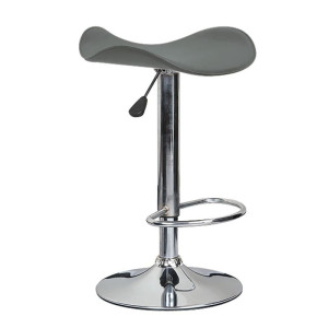 SADDLE Σκαμπό BAR, Μέταλλο Βαφή, Pvc Γκρι , Ρύθμιση Ύψους, Περιστρεφόμενο (ΣΕΤ 2 τεμ)
